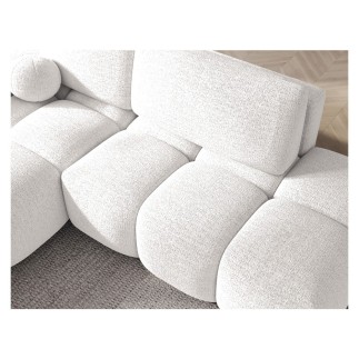 Canapé d'angle convertible en tissu bouclette blanc cassé 3-4 places, VITANO , angle gauche