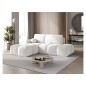 Canapé d'angle convertible en tissu bouclette blanc cassé 3-4 places, VITANO , angle gauche