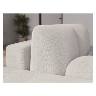 Canapé d'angle convertible en tissu bouclette blanc cassé 3-4 places, VITANO , angle gauche