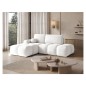 Canapé d'angle convertible en tissu bouclette blanc cassé 3-4 places, VITANO , angle gauche
