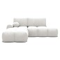 Canapé d'angle convertible en tissu bouclette blanc cassé 3-4 places, VITANO , angle gauche