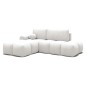 Canapé d'angle convertible en tissu bouclette blanc cassé 3-4 places, VITANO , angle gauche