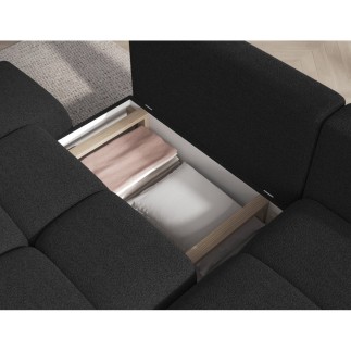Canapé d'angle convertible en tissu bouclette anthracite 3-4 places, VITANO, angle DROIT
