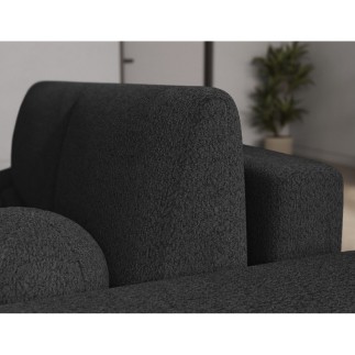 Canapé d'angle convertible en tissu bouclette anthracite 3-4 places, VITANO, angle DROIT