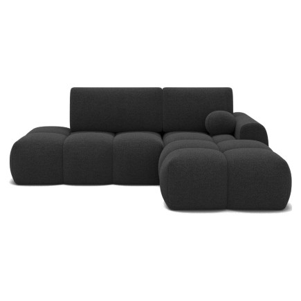 Canapé d'angle convertible en tissu bouclette anthracite 3-4 places, VITANO, angle DROIT