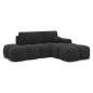 Canapé d'angle convertible en tissu bouclette anthracite 3-4 places, VITANO, angle DROIT