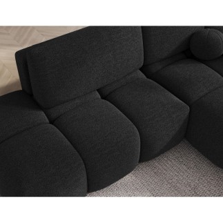 Canapé d'angle convertible en tissu bouclette anthracite 3-4 places, VITANO, angle DROIT