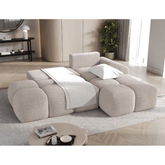 copie de Canapé d'angle convertible tissu bouclette beige 3-4 places, VITANO , angle DROIT