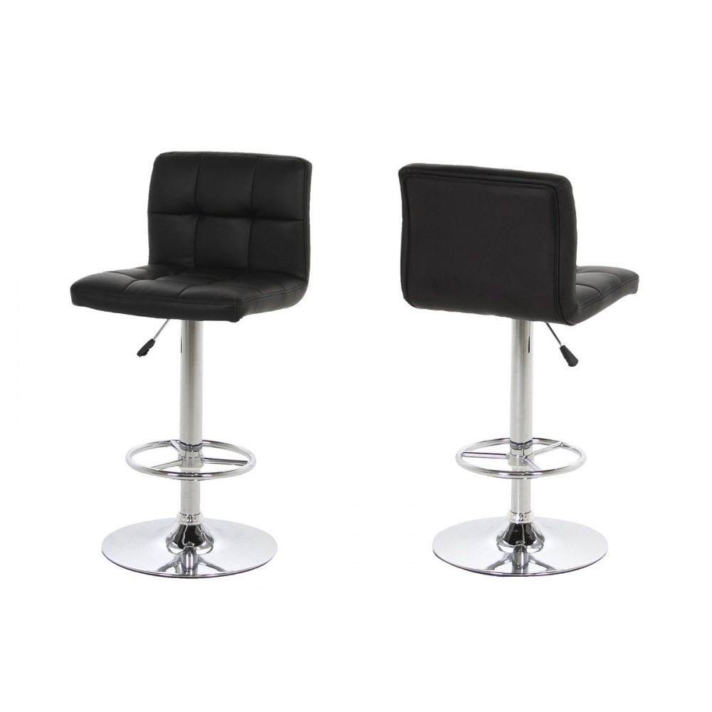 Lot de 2 tabourets design en simili cuir noir, HORACE Lot de 2 tabourets design en simili cuir noir, HORACE
