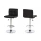 Lot de 2 tabourets design en simili cuir noir, HORACE Lot de 2 tabourets design en simili cuir noir, HORACE