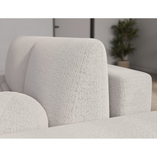 Canapé d'angle convertible en tissu bouclette blanc cassé 3-4 places, VITANO , angle droit