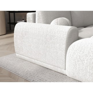 Canapé d'angle convertible en tissu bouclette blanc cassé 3-4 places, VITANO , angle droit