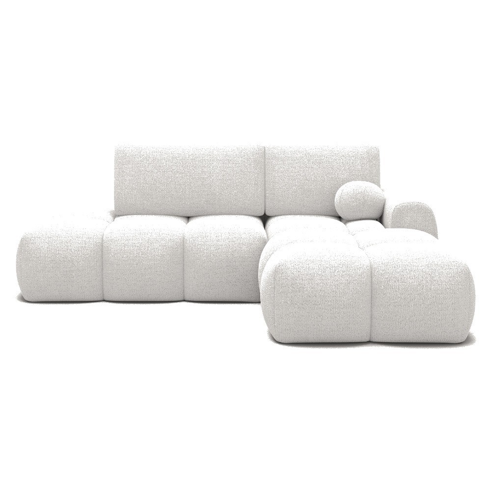 Canapé d'angle convertible en tissu bouclette blanc cassé 3-4 places, VITANO , angle droit Canapé d'angle convertible en tissu bouclette blanc cassé 3-4 places, VITANO , angle droit