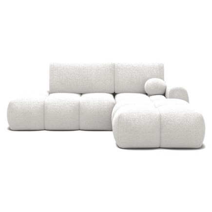 Canapé d'angle convertible en tissu bouclette blanc cassé 3-4 places, VITANO , angle droit