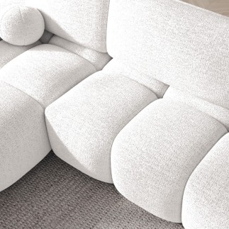 Canapé d'angle convertible en tissu bouclette blanc cassé 3-4 places, VITANO , angle droit
