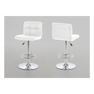 Lot de 2 tabourets design en simili cuir blanc, HORACE