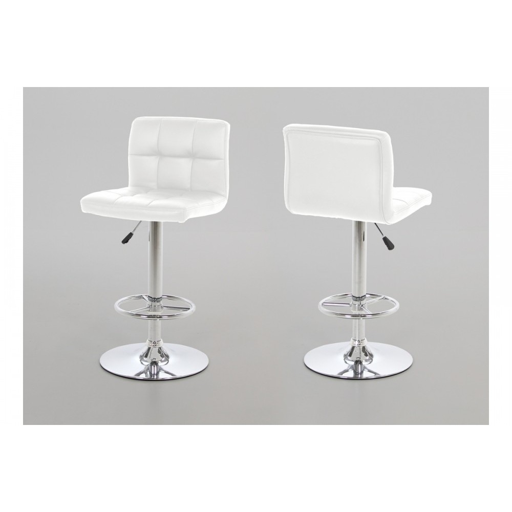 Lot de 2 tabourets design en simili cuir blanc, HORACE Lot de 2 tabourets design en simili cuir blanc, HORACE