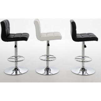 Lot de 2 tabourets design en simili cuir blanc, HORACE