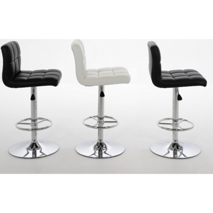 Lot de 2 tabourets design en simili cuir blanc, HORACE
