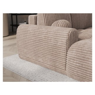 Canapé d'angle convertible en velours cottelé marron 3-4 places, VITANO , angle gauche
