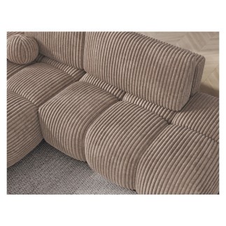 Canapé d'angle convertible en velours cottelé marron 3-4 places, VITANO , angle gauche
