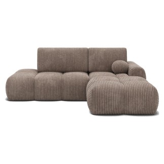 Canapé d'angle convertible en velours cottelé marron 3-4 places, VITANO , angle droit