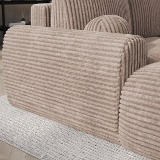 Canapé d'angle convertible en velours cottelé marron 3-4 places, VITANO , angle droit