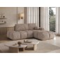 Canapé d'angle convertible en velours cottelé marron 3-4 places, VITANO , angle droit Canapé d'angle convertible en velours cottelé marron 3-4 places, VITANO , angle droit