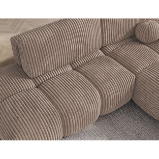 Canapé d'angle convertible en velours cottelé marron 3-4 places, VITANO , angle droit