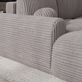 Canapé d'angle convertible en velours cottelé beige 3-4 places, VITANO , angle gauche