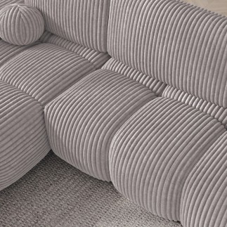 Canapé d'angle convertible en velours cottelé beige 3-4 places, VITANO , angle gauche
