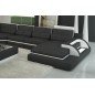 - Canapé d'angle en cuir italien 7/8 places BESTOF, noir et blanc, angle gauche - Canapé d'angle en cuir italien 7/8 places BESTOF, noir et blanc, angle gauche