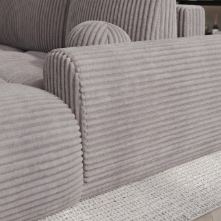 Canapé d'angle convertible en velours cottelé beige 3-4 places, VITANO , angle droit