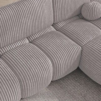 Canapé d'angle convertible en velours cottelé beige 3-4 places, VITANO , angle droit