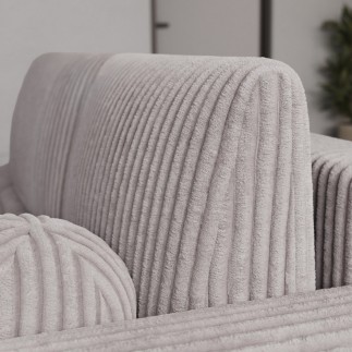 Canapé d'angle convertible en velours cottelé beige 3-4 places, VITANO , angle droit