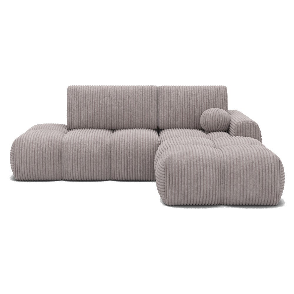 Canapé d'angle convertible en velours cottelé beige 3-4 places, VITANO , angle droit Canapé d'angle convertible en velours cottelé beige 3-4 places, VITANO , angle droit