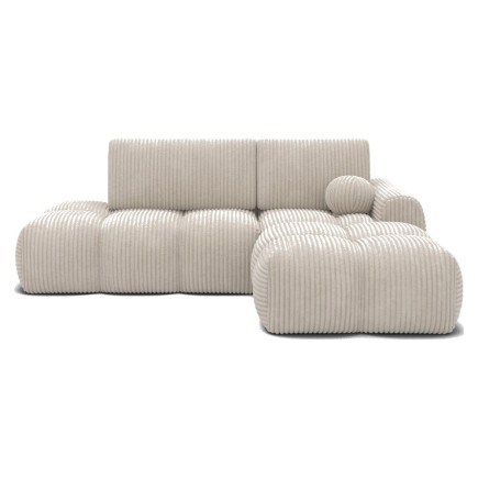de Canapé d'angle convertible en velours cottelé ivoire 3-4 places, VITANO , angle droit