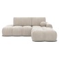 Canapé d'angle convertible en velours cottelé ivoire 3-4 places, VITANO , angle droit
