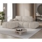 Canapé d'angle convertible en velours cottelé ivoire 3-4 places, VITANO , angle droit