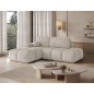 Canapé d'angle convertible en velours cottelé ivoire 3-4 places, VITANO , angle droit