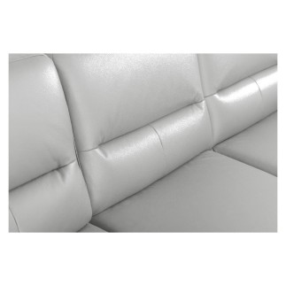 Canapé d'angle convertible en cuir italien luxe 5 places, FARZO, coffre, gris clair, angle gauche
