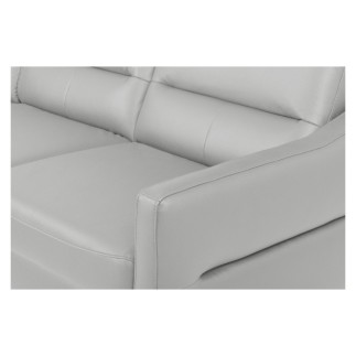Canapé d'angle convertible en cuir italien luxe 5 places, FARZO, coffre, gris clair, angle gauche