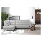 Canapé d'angle convertible en cuir italien luxe 5 places, FARZO, coffre, gris clair, angle gauche Canapé d'angle convertible en cuir italien luxe 5 places, FARZO, coffre, gris clair, angle gauche