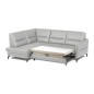 Canapé d'angle convertible en cuir italien luxe 5 places, FARZO, coffre, gris clair, angle gauche Canapé d'angle convertible en cuir italien luxe 5 places, FARZO, coffre, gris clair, angle gauche