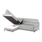 Canapé d'angle convertible en cuir italien luxe 5 places, FARZO, coffre, gris clair, angle gauche Canapé d'angle convertible en cuir italien luxe 5 places, FARZO, coffre, gris clair, angle gauche