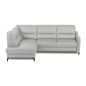 Canapé d'angle convertible en cuir italien luxe 5 places, FARZO, coffre, gris clair, angle gauche Canapé d'angle convertible en cuir italien luxe 5 places, FARZO, coffre, gris clair, angle gauche