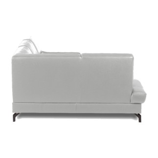Canapé d'angle convertible en cuir italien luxe 5 places, FARZO, coffre, gris clair, angle gauche