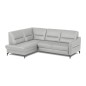 Canapé d'angle convertible en cuir italien luxe 5 places, FARZO, coffre, gris clair, angle gauche Canapé d'angle convertible en cuir italien luxe 5 places, FARZO, coffre, gris clair, angle gauche