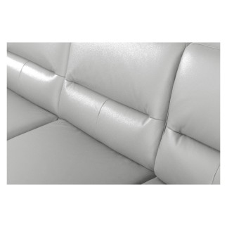 Canapé d'angle convertible en cuir italien luxe 5 places, FARZO, coffre, gris clair, angle droit