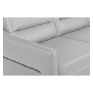 Canapé d'angle convertible en cuir italien luxe 5 places, FARZO, coffre, gris clair, angle droit